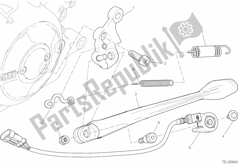 All parts for the Side Stand of the Ducati Diavel Xdiavel S Brasil 1260 2018